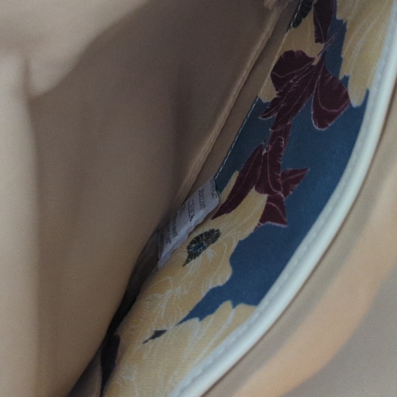 Rachel Pally Leather Trimmed Fold-over Clutch Cream Floral Pattern NWOT - Picture 10 of 14